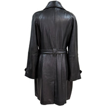 Load image into Gallery viewer, Genuine Lambskin Leather Trench Coat Belted Black Jacket L