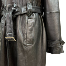 Load image into Gallery viewer, Genuine Lambskin Leather Trench Coat Belted Black Jacket L