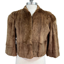 Load image into Gallery viewer, Vintage 60s Brown Faux Fur Cropped Jacket Size Medium