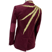 Load image into Gallery viewer, VTG Isaac Mizrahi Burgundy Velvet Blazer Size XS