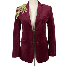 Load image into Gallery viewer, VTG Isaac Mizrahi Burgundy Velvet Blazer Size XS