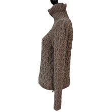 Load image into Gallery viewer, 90s 100% Cotton Cable Knit Turtleneck Sweater Size Small