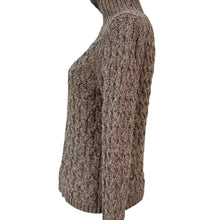 Load image into Gallery viewer, 90s 100% Cotton Cable Knit Turtleneck Sweater Size Small
