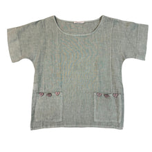 Load image into Gallery viewer, Boxy Sage Green Linen Short Sleeve Top Made in Italy Size Large