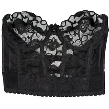 Load image into Gallery viewer, Victoria’s Secret Gold Label Black Lace Bustier Union Made