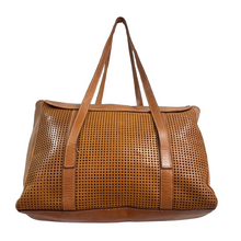 Load image into Gallery viewer, Vintage 90s Italy Tan Perforated Leather Tote Bag