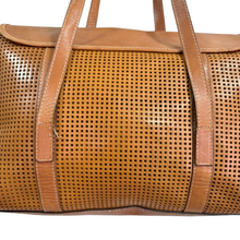 Load image into Gallery viewer, Vintage 90s Italy Tan Perforated Leather Tote Bag