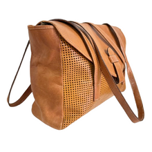 Load image into Gallery viewer, Vintage 90s Italy Tan Perforated Leather Tote Bag