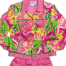 Load image into Gallery viewer, Nancy Bolen City Girl Pink Tropical 90s Pant Suit Set Size Small