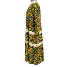 Load image into Gallery viewer, Briton Court Boho Dress Abstract Floral Print Tiered Midi 100 Rayon Large