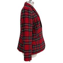 Load image into Gallery viewer, Talbots Red Tartan Plaid Wool Blend Two Button Blazer Holiday Size 12