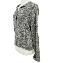 Load image into Gallery viewer, 90s Talbots Black White Marled Cotton Knit Collared Cardigan Sweater Size L