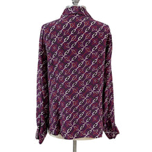 Load image into Gallery viewer, Purple Silk Chain Link Print Long Sleeve Button Down Blouse
