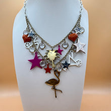 Load image into Gallery viewer, Y2K Betsey Johnson Tropical Flamingo Cocktail Charm Necklace