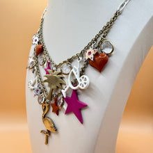 Load image into Gallery viewer, Y2K Betsey Johnson Tropical Flamingo Cocktail Charm Necklace