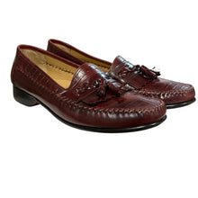 Load image into Gallery viewer, Vintage Croc Embossed Leather Tassel Loafers 14D