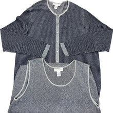 Load image into Gallery viewer, Doncaster Navy Blue Metallic Silver Cardigan Twin Set Size 2W