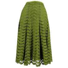 Load image into Gallery viewer, DKNY Silk Lined Olive Green Lace Midi Skirt Size 10