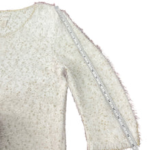 Load image into Gallery viewer, CHICO'S Ivory Eyelash Fuzzy Sweater with Gold Accent Size 3