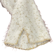 Load image into Gallery viewer, CHICO'S Ivory Eyelash Fuzzy Sweater with Gold Accent Size 3