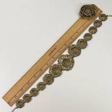 Load image into Gallery viewer, Victorian Floral Medallion Disk Link Necklace and Coat Clip Set