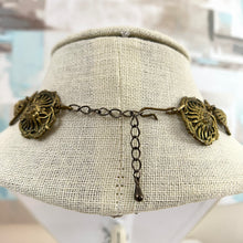 Load image into Gallery viewer, Victorian Floral Medallion Disk Link Necklace and Coat Clip Set