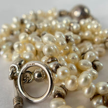 Load image into Gallery viewer, Multi Strand Pearl Collar Necklace with Sterling Silver Accents 17"