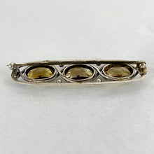 Load image into Gallery viewer, Antique C Clasp Citrine Colored Faceted Stones Brooch 2 1/8"
