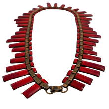 Load image into Gallery viewer, Mid Century Red Enamel & Copper Jewelry Set