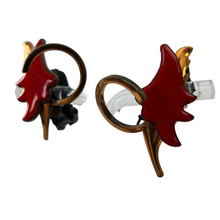 Load image into Gallery viewer, Mid Century Red Enamel & Copper Jewelry Set