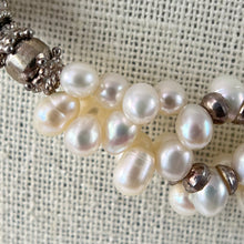 Load image into Gallery viewer, Multi Strand Pearl Collar Necklace with Sterling Silver Accents 17"