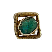 Load image into Gallery viewer, Vintage 925 Turquoise Bezel Set Statement Ring Size 6 3/4