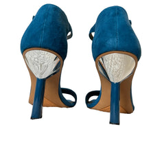 Load image into Gallery viewer, Franco Sarto Teal Blue Ankle Strap Sandal Size 7