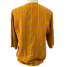 Load image into Gallery viewer, Vintage 90s Plaid Linen Button Up V Neck Blouse Size 8 Petite