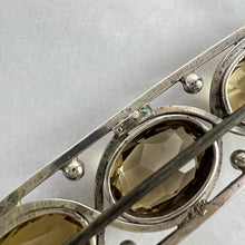 Load image into Gallery viewer, Antique C Clasp Citrine Colored Faceted Stones Brooch 2 1/8"