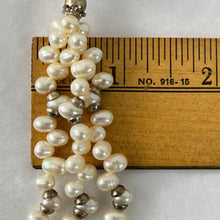Load image into Gallery viewer, Multi Strand Pearl Collar Necklace with Sterling Silver Accents 17"