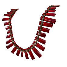 Load image into Gallery viewer, Mid-century red fringe enamel necklace.