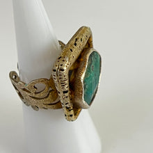 Load image into Gallery viewer, Vintage 925 Turquoise Bezel Set Statement Ring Size 6 3/4