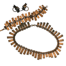 Load image into Gallery viewer, Mid Century Red Enamel & Copper Jewelry Set