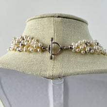 Load image into Gallery viewer, Multi Strand Pearl Collar Necklace with Sterling Silver Accents 17"