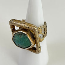 Load image into Gallery viewer, Vintage 925 Turquoise Bezel Set Statement Ring Size 6 3/4
