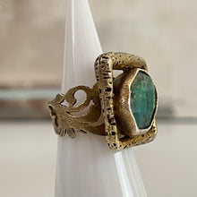 Load image into Gallery viewer, Vintage 925 Turquoise Bezel Set Statement Ring Size 6 3/4