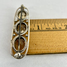 Load image into Gallery viewer, Antique C Clasp Citrine Colored Faceted Stones Brooch 2 1/8"