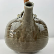 Load image into Gallery viewer, Vintage Funnel Lid Studio Art Pottery Tea Pot with Bamboo Handle Glossy Gray