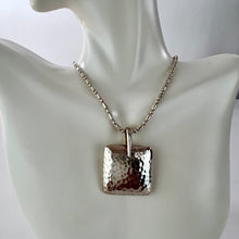 Load image into Gallery viewer, Sterling Silver Square Hammered Pendant 1" x 1"