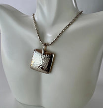 Load image into Gallery viewer, Sterling Silver Square Hammered Pendant 1" x 1"