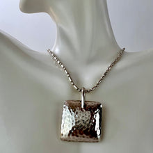 Load image into Gallery viewer, Sterling Silver Square Hammered Pendant 1" x 1"