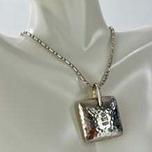 Load image into Gallery viewer, Sterling Silver Square Hammered Pendant 1" x 1"