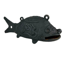 Load image into Gallery viewer, Cast Iron Fish Bell Okimono Meiji Taisho 13" Japan Antique