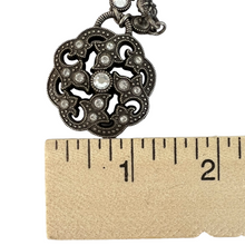 Load image into Gallery viewer, Brighton Silver Crystal Marcasite Circle Pendant Necklace 19"